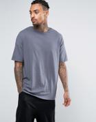 Asos Oversized Longline T-shirt In Gray - Gray