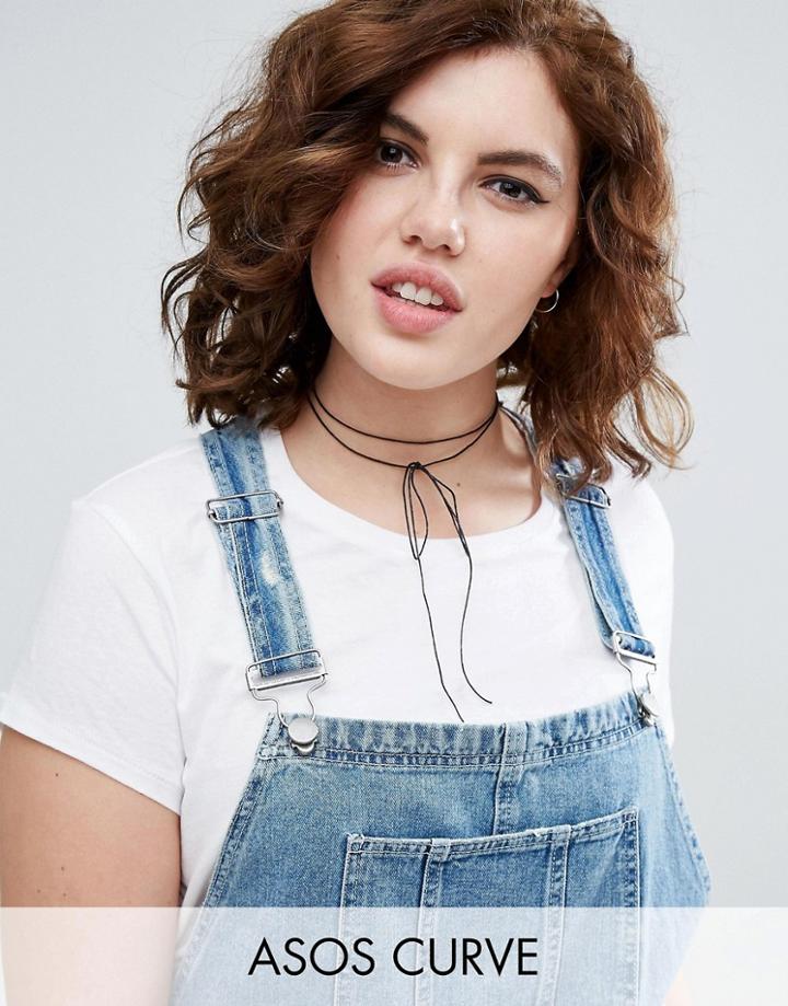 Asos Curve Wrapped Fine Bow Choker Necklace - Black