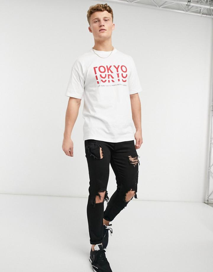 New Look T-shirt With Tokyo Print In White