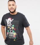 Jack & Jones Originals Plus Size Holidays T-shirt With Arrest Graphic - Black