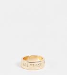 Reclaimed Vintage Inspired Peace Engraved Ring In Gold