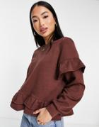 Influence Frill Hem Sweater In Chocolate Brown - Part Of A Set