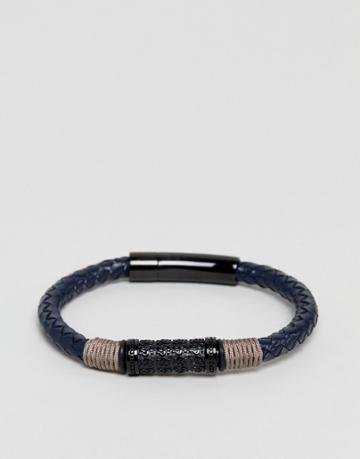 Seven London Leather Bracelet In Black - Black