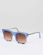 Pieces Pastel Frame Square Sunglasses - Blue
