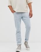 Asos Design Slim Jeans In Flat Light Wash Blue - Blue