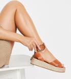 Asos Design Wide Fit Justice Flatform Espadrille Sandals In Tan-brown
