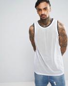 Asos Oversized Tank In White Heavy Mesh With Tipping - White