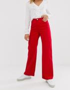 Monki Yoko Wide Leg Jeans With Organic Cotton In Red - Red