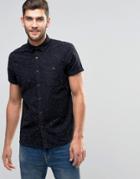 Asos Short Sleeve Oxford Shirt With Nepp In Regular Fit - Black
