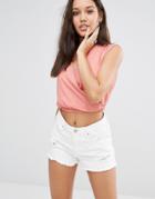 Missguided Wrap Over Crop Blouse - Rust