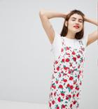 Monki Floral Polka Dot Denim Mini Dress