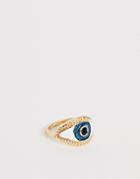 Asos Design Ring In Enamel Eye Design In Gold Tone - Gold