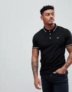 Emporio Armani Tipped Logo Polo In Black - Black