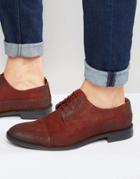 Asos Derby Shoes In Waxy Burnished Burgundy Leather - Gray