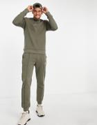 Jack & Jones Premium Co-ord Chest Logo Sweatshirt With High Neck In Khaki-green