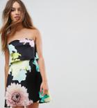 Asos Petite Bright Floral Scuba Trapeze Mini Dress - Multi