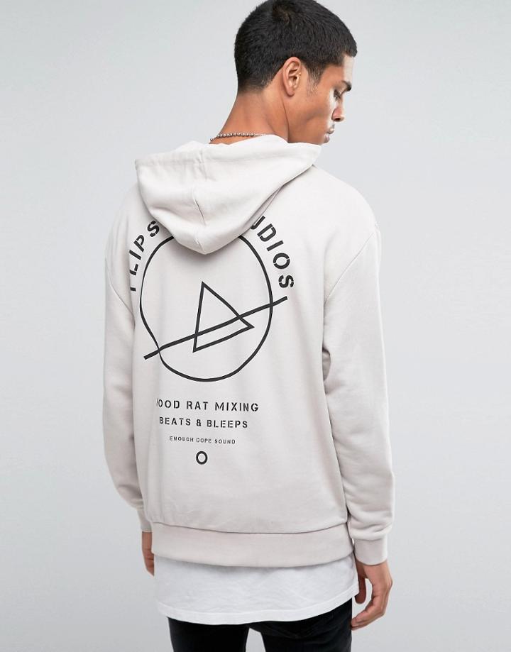 Asos Oversized Hoodie With Chest & Back Print - Purple