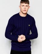 Lyle & Scott Sweater With Cable Knit In Navy - Navy