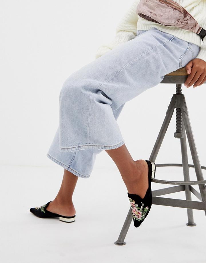 Asos Design Maldives Embroidered Mules - Black