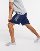Under Armour Training Woven Graphic Logo Shorts In Navy