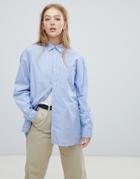 Carhartt Wip Oversized Boyfriend Shirt In Pin Stripe - Blue