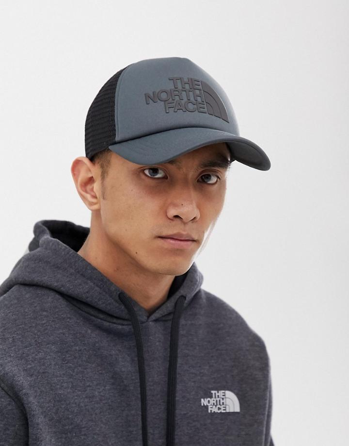 The North Face Logo Trucker Cap In Gray - Gray