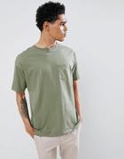 Pull & Bear Join Life T-shirt In Khaki With Pocket - Green