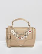 Love Moschino Bowler Tote Bag With Charms - Taupe
