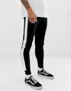 Asos Design Knitted Sweatpants With Side Stripe In Black - Black
