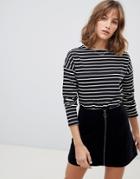 People Tree Breton Stripe Long Sleeve Top - Black