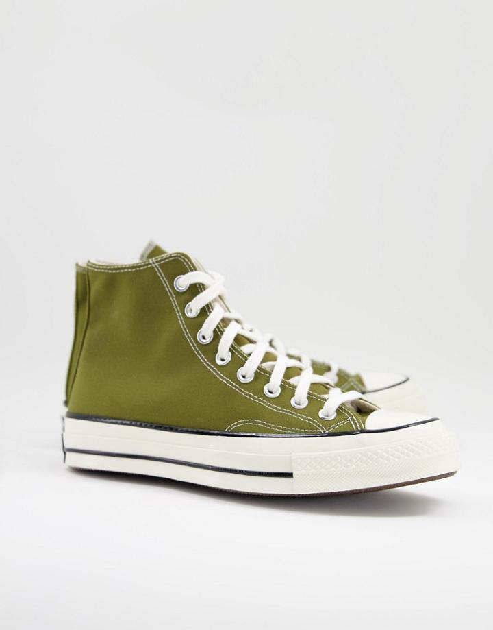 Converse Chuck 70 Hi Canvas Sneakers In Dark Moss-green