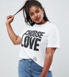 Help Refugees Choose Love Curve T-shirt In White Organic Cotton - White