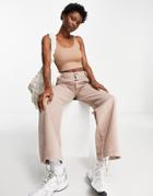 Asos Design Low Rise 'relaxed' Dad Pants In Taupe-brown