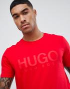 Hugo Large Logo T-shirt In Red - Red