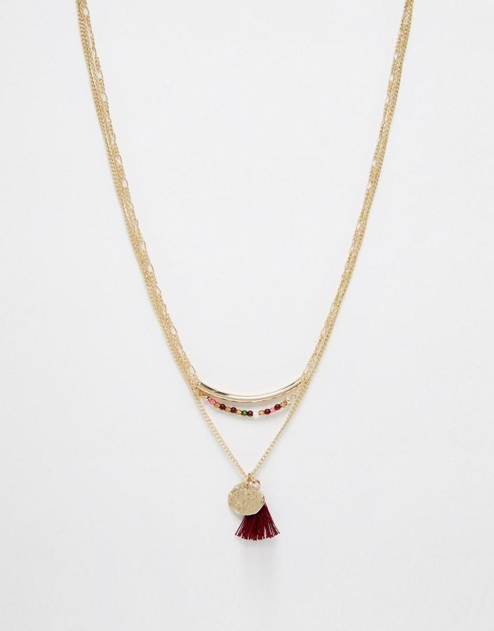 Asos Trinket Multirow Necklace - Gold