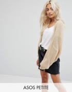 Asos Petite Chunky Cardigan In Fluffy Rib - Stone