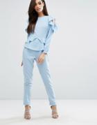 Prettylittlething Ruffle Jumpsuit - Blue