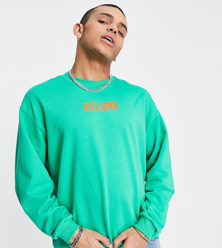Reclaimed Vintage Inspired Unisex Logo Sweatshirt In Green