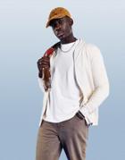 Asos Design Muscle Bomber Jersey Jacket In Beige-neutral