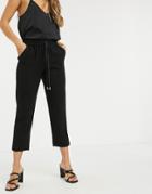 River Island Tailored Crepe Sweatpants In Black