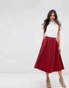 Outrageous Fortune Full Prom Scuba Midi Skirt - Red