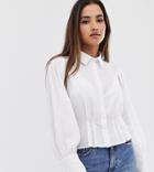 Vila Volume Sleeve Waist Detail Shirt-white
