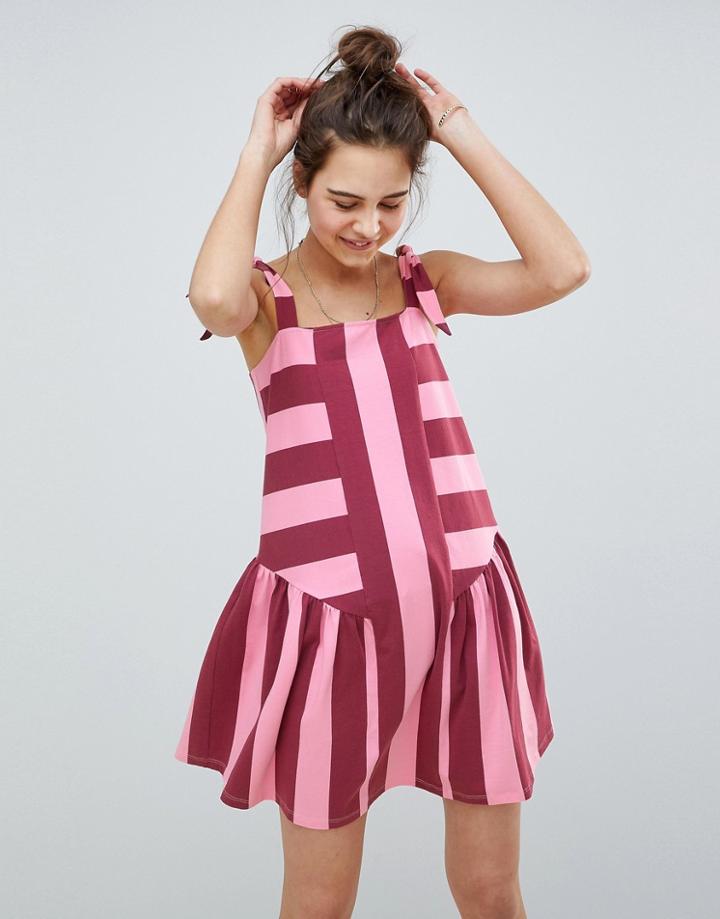 Asos Design Spliced Stripe Smock Sundress - Multi