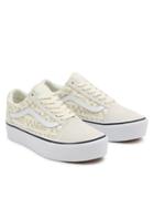 Vans Old Skool Platform Reflective Logo Sneakers In White