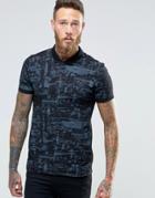 Asos Muscle Polo Shirt With All Over Textured Print - Black