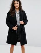 Ba & Sh Oversized Double Breasted Coat - Black