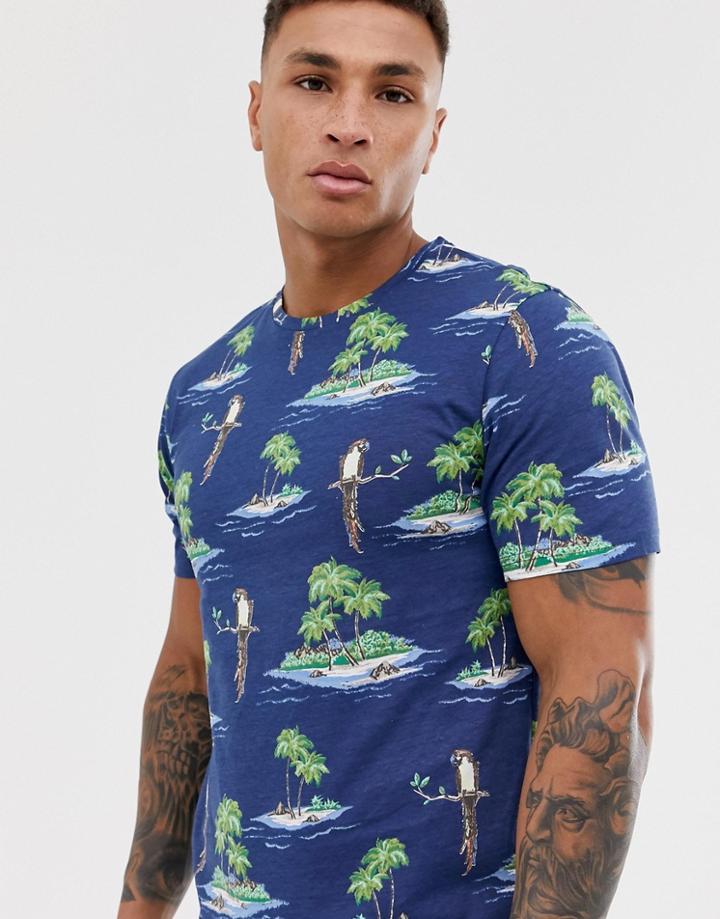 Only & Sons Parrot Print T-shirt-navy