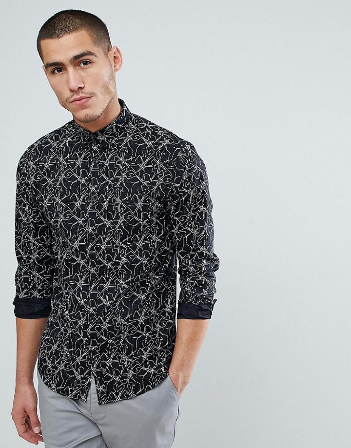 Jack & Jones Premium Slim Fit Printed Shirt - Black