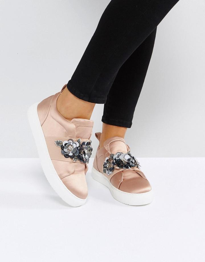 Asos Desert Rose Embellished Sneakers - Beige