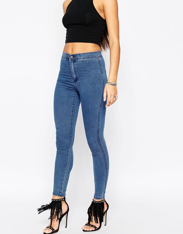 Asos Rivington Jeggings In Maisy Mid Blue Wash - Midwash Blue